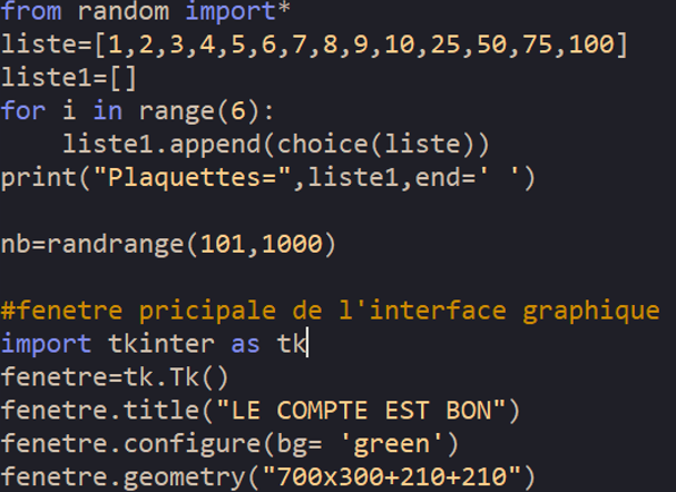 Interface du jeu